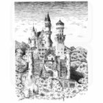 Neuschwanstein Castle in Bavaria, Germany illustration