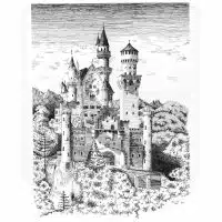 Neuschwanstein Castle in Bavaria, Germany illustration