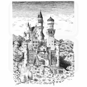 Neuschwanstein Castle in Bavaria, Germany illustration