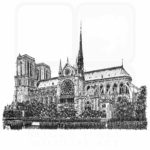 Notre Dame Cathedral in Paris, France illustration