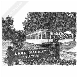Trolley at Lake Harriet, Minneapolis stock image