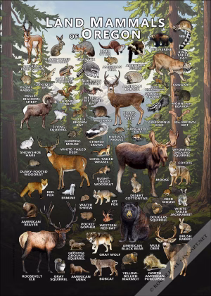 Land Mammals of Oregon poster print
