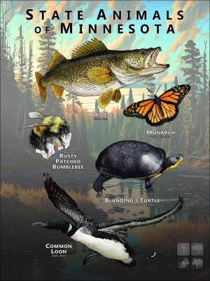State Animals of Minnesota poster print