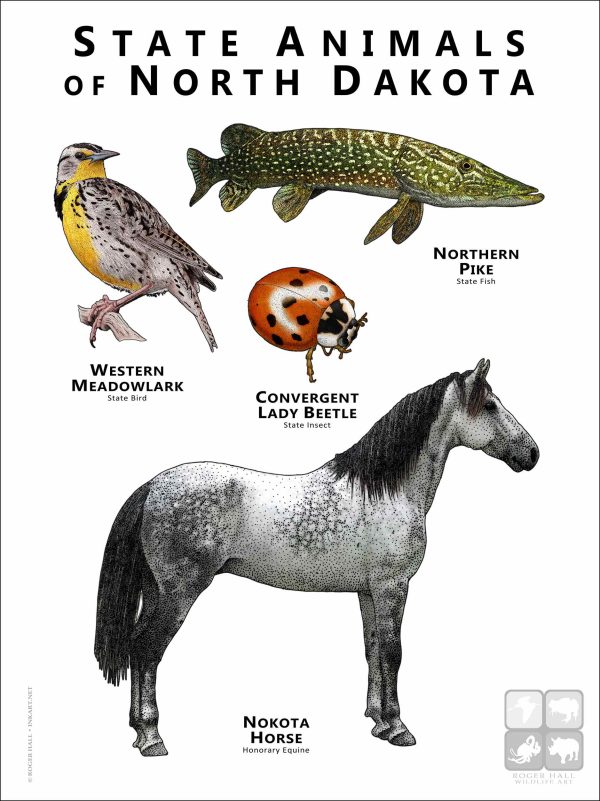 State Animals of North Dakota poster print