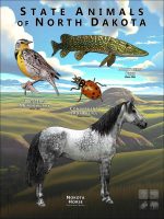 State Animals of North Dakota poster print