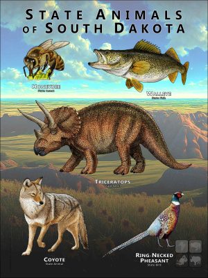 State Animals of South Dakota poster print