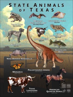 State Animals of Texas poster print