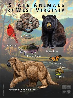 State Animals of West Virginia poster print