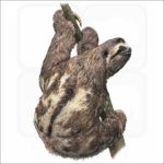 Brown-Throated Sloth illustration