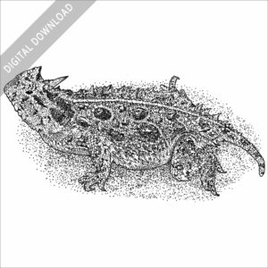 Texas Horned Lizard black and white stock image