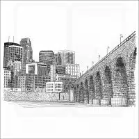 Stone Arch Bridge, Minneapolis illustrationF