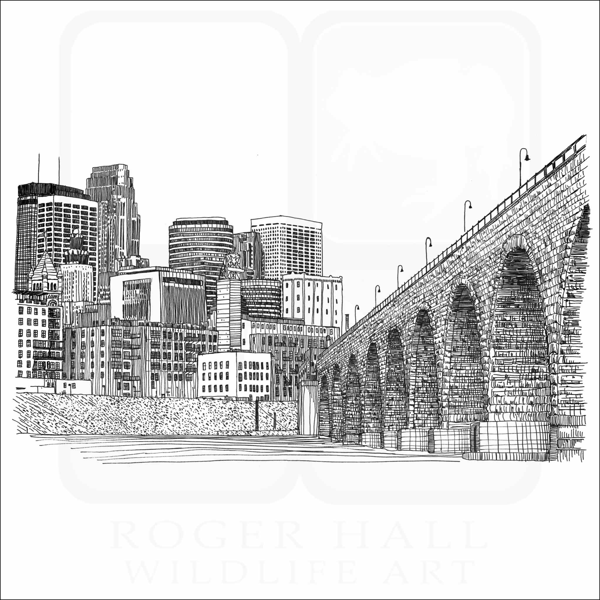 Stone Arch Bridge, Minneapolis Stone Arch Bridge, Minneapolis illustrationF