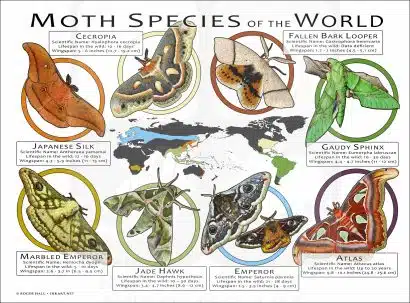 Moth Species of the World poster print