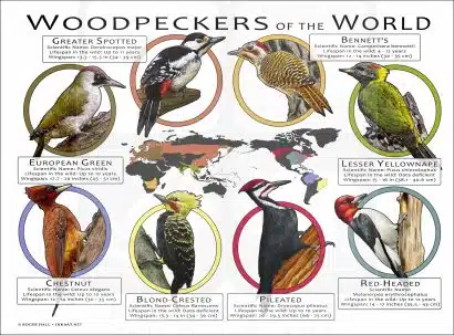 Woodpeckers of the World poster print