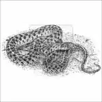 Checkered Garter Snake black and white drawing