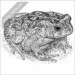 African Common Toad black and white stock drawing