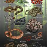Poster design featuring all species of snake native to Massachusetts