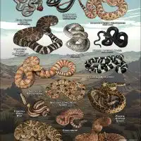 Poster design featuring various species of snake native to Southern California