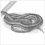Desert Striped Whipsnake black and white stock art drawing