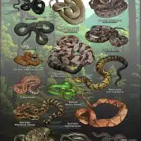 Poster design featuring various species of snake native to Arkansas