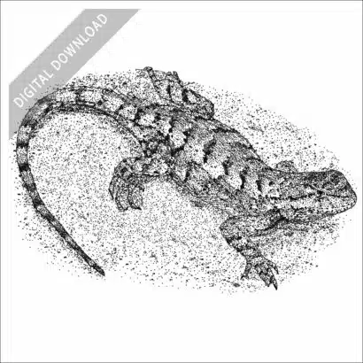 Eastern Fence Lizard black and white stock art drawing
