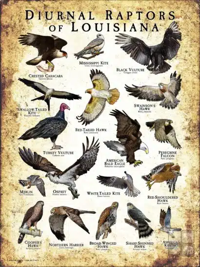 Diurnal Raptors of Louisiana poster print