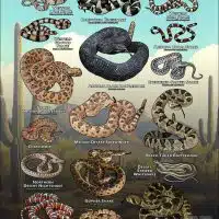 Poster design featuring various species of snake native to Arizona