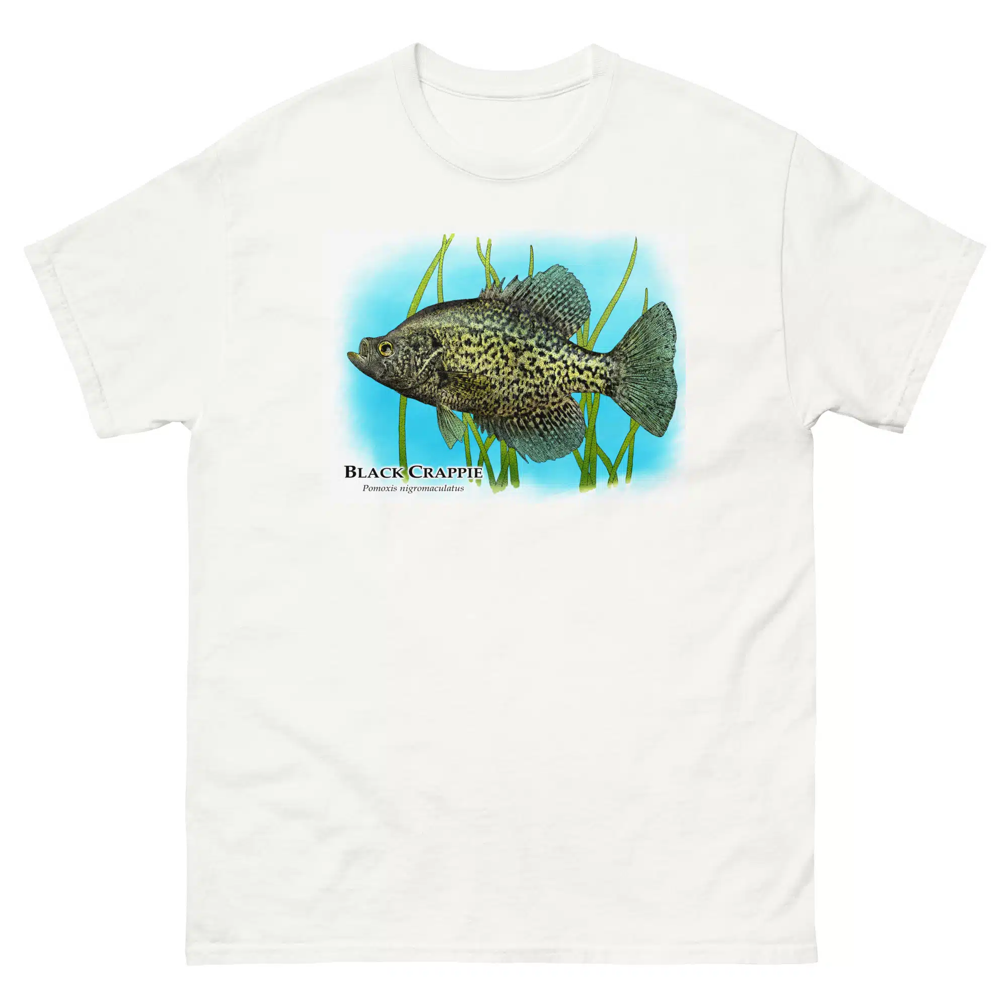 Black Crappie (Pomoxis nigromaculatus) unisex-classic-tee-white Black Crappie (Pomoxis nigromaculatus) t-shirt