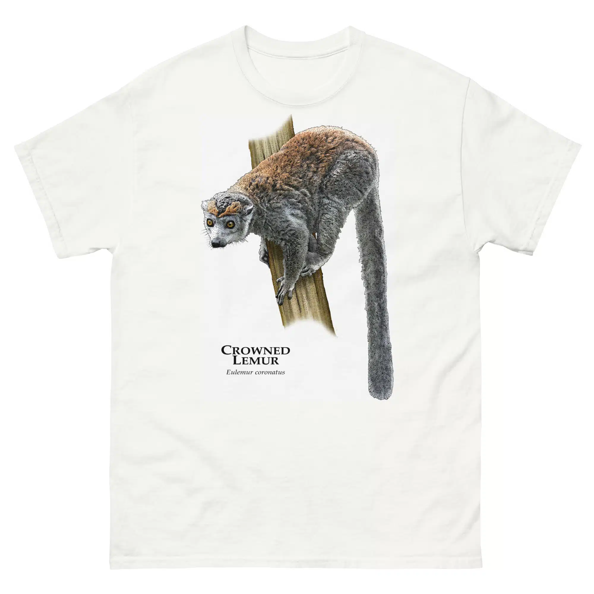 unisex-classic-tee-white-front-67a2bb6137c40.jpg Crowned Lemur - Unisex classic tee - Image 1