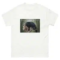 Fine art illustration of a Black Howler Monkey printed on a high-quality 100% unisex cotton t-shirt.