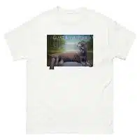 Fine art illustration of a Giant River Otter printed on a high-quality 100% unisex cotton t-shirt.
