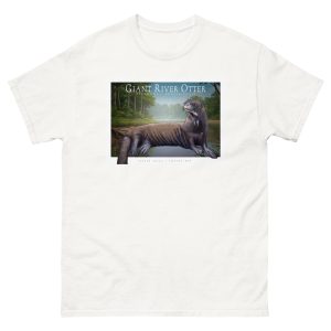 Fine art illustration of a Giant River Otter printed on a high-quality 100% unisex cotton t-shirt.