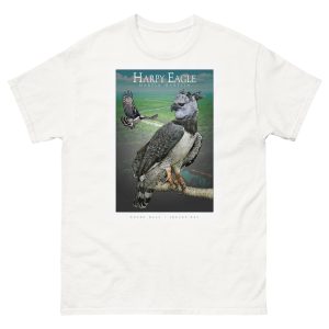 Fine art illustration of a Harpy Eagle printed on a high-quality 100% unisex cotton t-shirt.