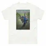 Fine art illustration of a Hyacinth Macaw printed on a high-quality 100% unisex cotton t-shirt.