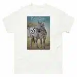 Fine art illustration of a Plains Zebra printed on a high-quality 100% unisex cotton t-shirt.