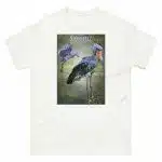 Fine art illustration of a Shoebill printed on a high-quality 100% unisex cotton t-shirt.