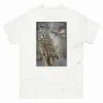 Fine art illustration of a Great Grey Owl printed on a high-quality 100% unisex cotton t-shirt.