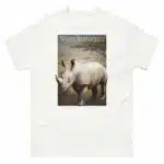 Fine art illustration of a White Rhinoceros printed on a high-quality 100% unisex cotton t-shirt.