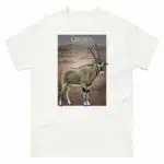 Fine art illustration of a Gemsbok printed on a high-quality 100% unisex cotton t-shirt.