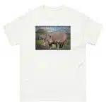 Fine art illustration of a Common Hippopotamus printed on a high-quality 100% unisex cotton t-shirt.