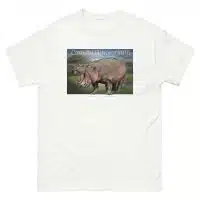 Fine art illustration of a Common Hippopotamus printed on a high-quality 100% unisex cotton t-shirt.