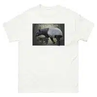 Fine art illustration of a Malayan Tapir and Young printed on a high-quality 100% unisex cotton t-shirt.