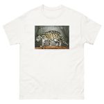 Fine art illustration of a Clouded Leopard printed on a high-quality 100% unisex cotton t-shirt.