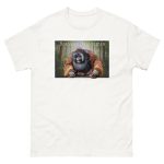Fine art illustration of a Bornean Orangutan printed on a high-quality 100% unisex cotton t-shirt.