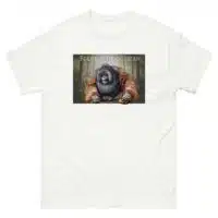 Fine art illustration of a Bornean Orangutan printed on a high-quality 100% unisex cotton t-shirt.