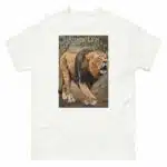 Fine art illustration of an Asiatic Lion printed on a high-quality 100% unisex cotton t-shirt.