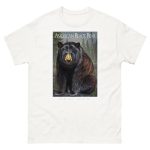 Fine art illustration of an American Black Bear printed on a high-quality 100% unisex cotton t-shirt.