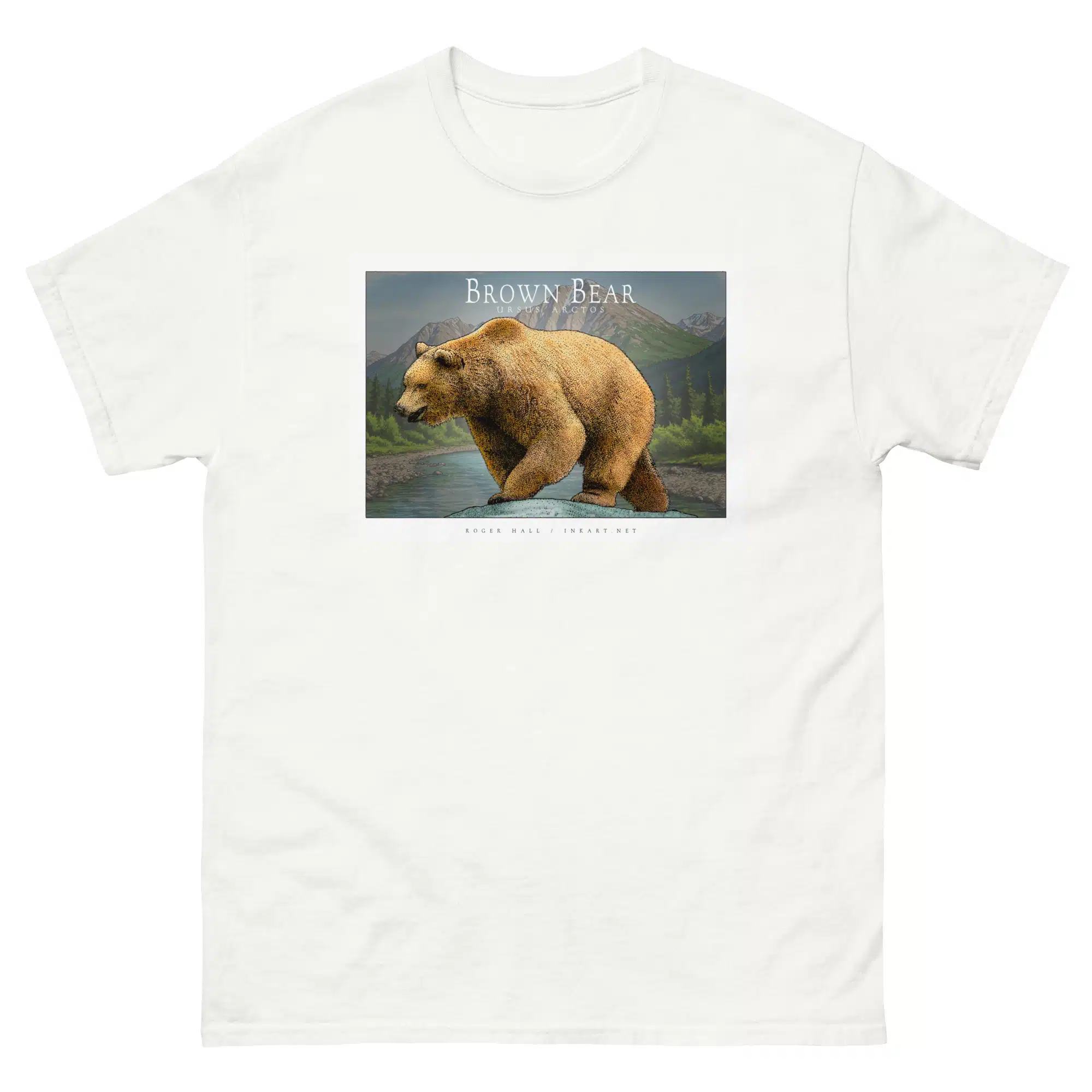 Brown Bear unisex-classic-tee-white Fine art illustration of a Brown Bear printed on a high-quality 100% unisex cotton t-shirt.