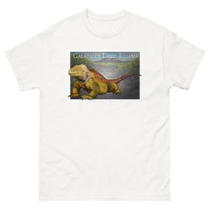 Fine art illustration of a Galapagos Land Iguana printed on a high-quality 100% unisex cotton t-shirt.