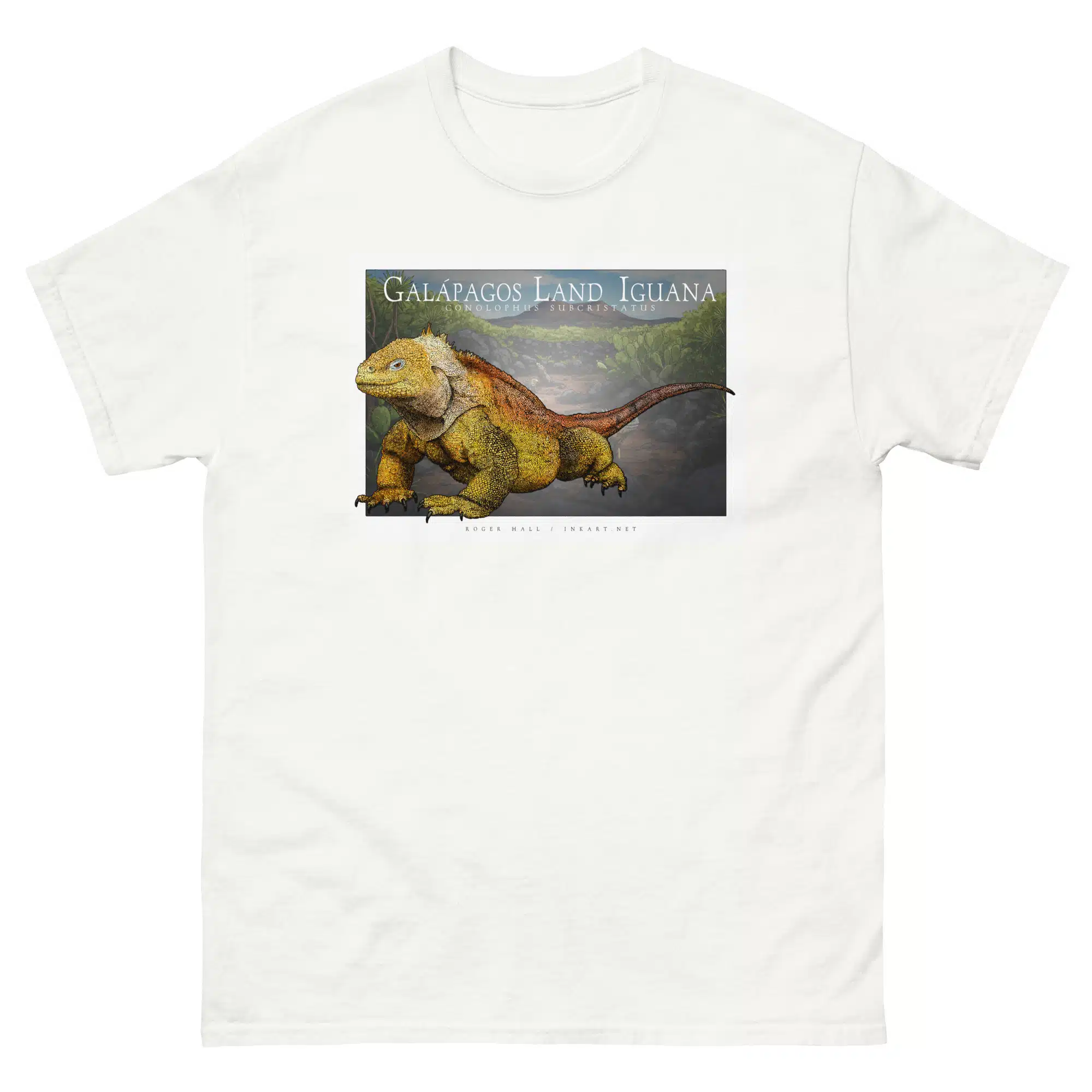 Galapagos Land Iguana unisex-classic-tee-white Fine art illustration of a Galapagos Land Iguana printed on a high-quality 100% unisex cotton t-shirt.